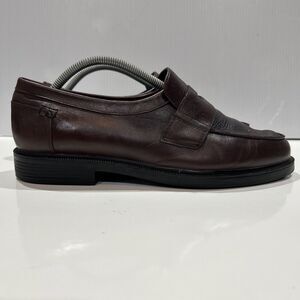 Propet Men’s Wide 11 EEE Brown Executive Walker Leather Slip On Comfort Shoes